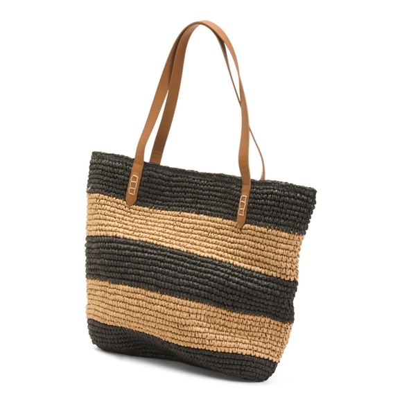 Tommy Bahama Black and Tan Woven Tote - Picture 2 of 3